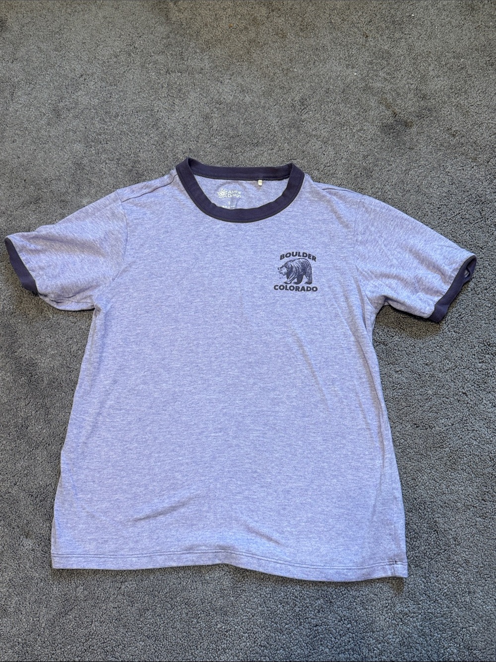 Boulder Colorado Graphic Ringer Tee - Light Lavender/Black